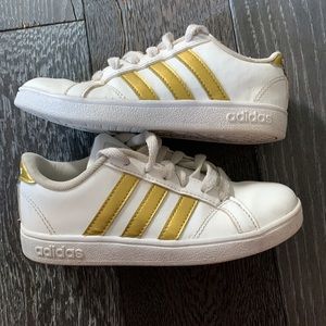 Adidas white and gold sneakers
